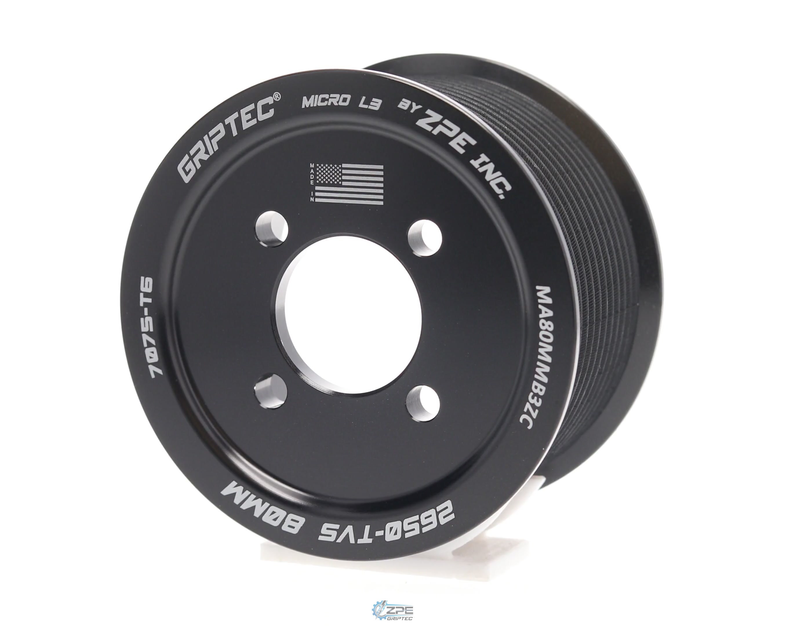 80mm 12 Rib ZPE GripTec® 2pc Magnuson LSA/LT4 2650 TVS L3 Black Pulley Only